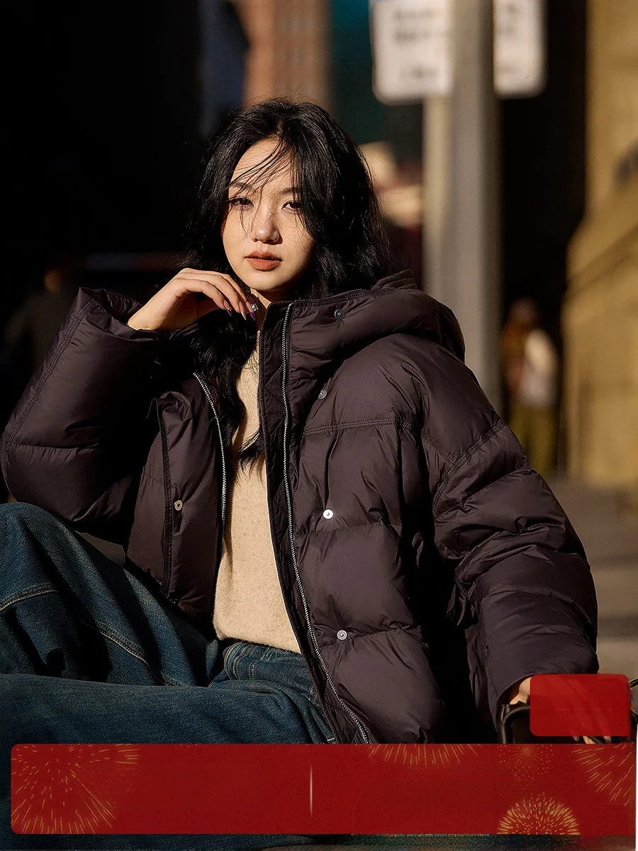 

ort Padded Jaet Women's Winter New Sle Bear Goose down Coat 95% Goose down Hooded Quilted Warm Nylon Coat