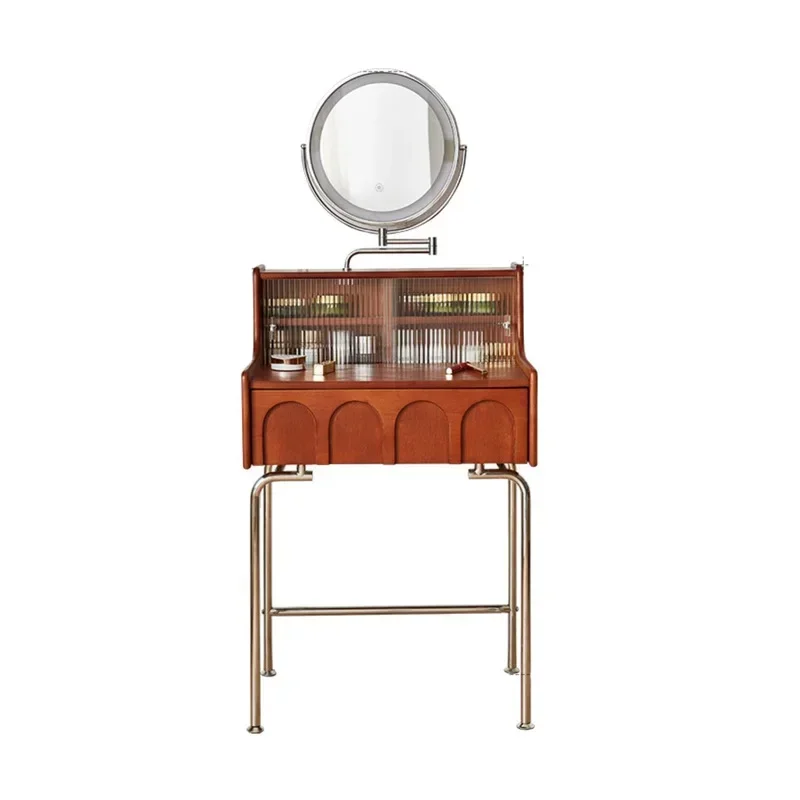 Nordic Vintage Solid Wood Small Vanity Table Bedroom Makeup Mirror Dressing Table Organizer Mesa De Maquillaje Trendy Furniture