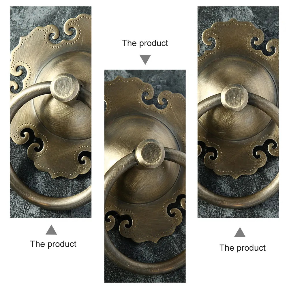 

1 шт. Дверной молоток в китайском стиле, латунная ретро-ручка для деревянных дверей, шкафов, ящиков, декоративное винтажное кольцо-ручка для входной двери дома