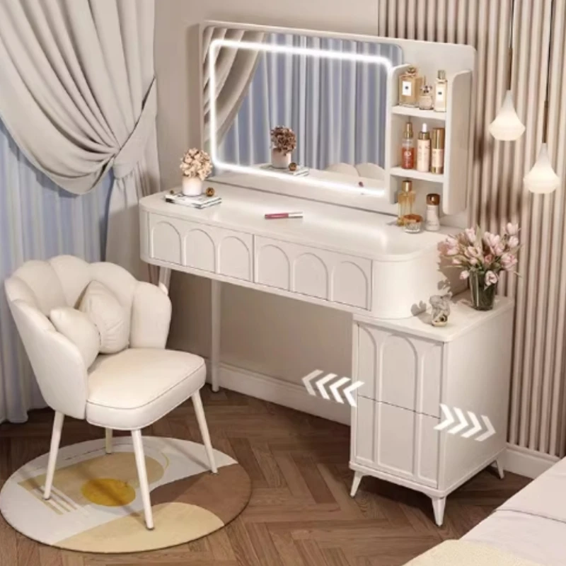 Cream Dressing Table Bedroom Modern Simple Small Sized Makeup Table Luxury Nordic Tocador De Maquillajes Bedroom Furniture