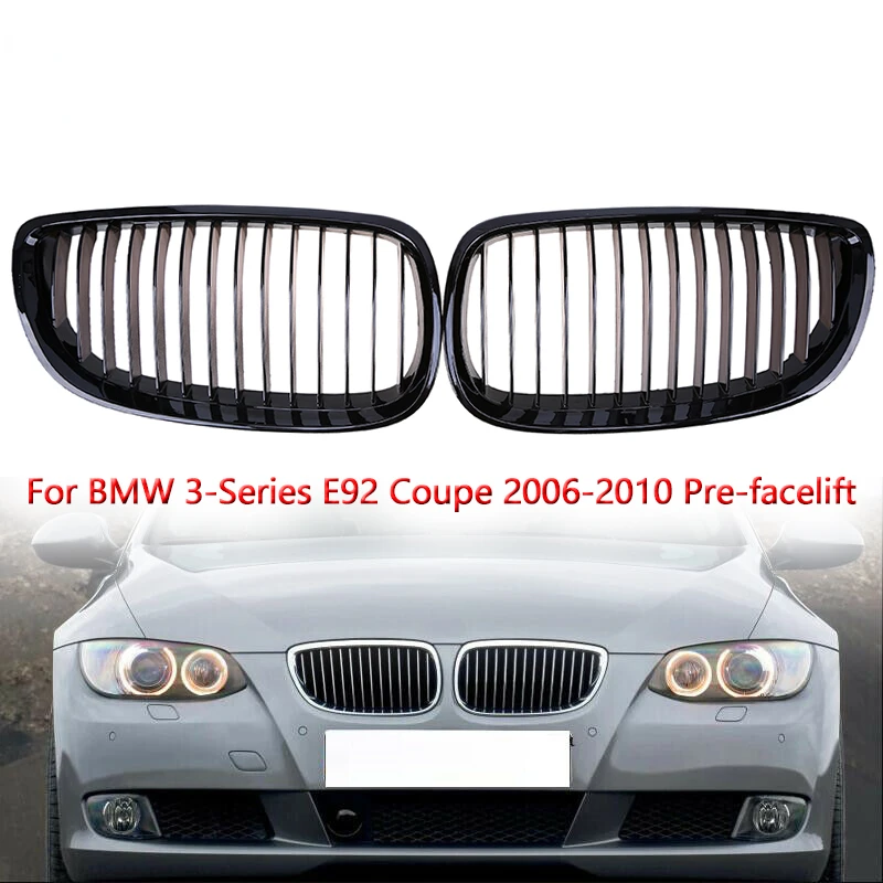 2PCS Car Front Center Racing Grilles Gloss Black Grills for BMW 3-Series E90 Sedan M3 2007-2011 for E92 Coupe M3 E93 Cabrio M3