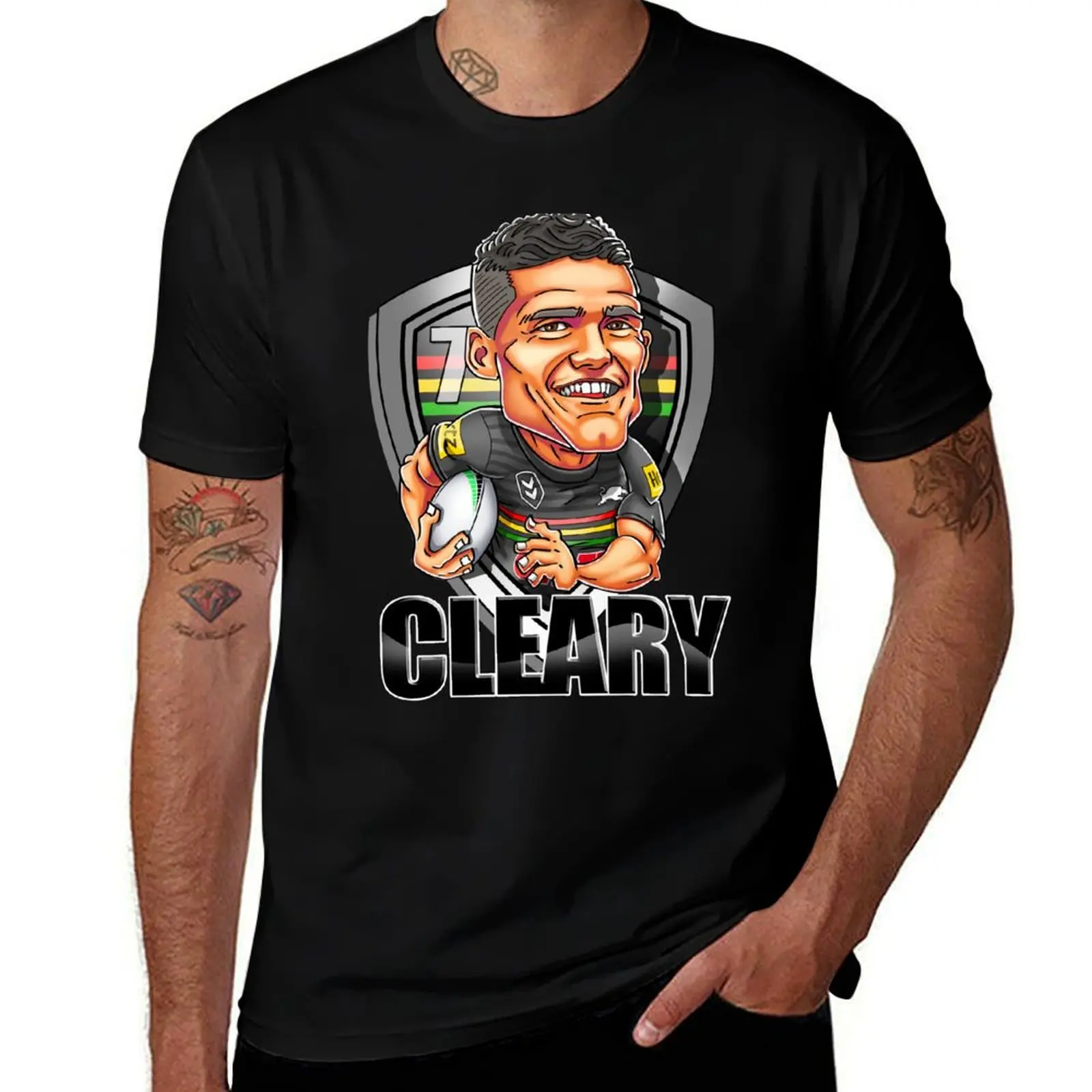 

Nathan Cleary cartoon - Penrith Panthers - Unique artwork by Brocker T-Shirt croswit shirt man custom shirt mens clothing
