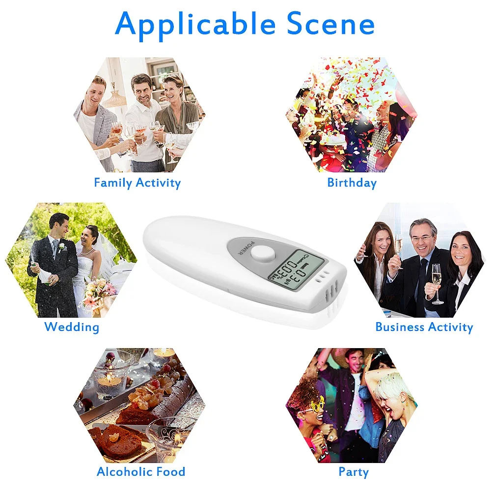 No Contacted Digital Alcohol Tester Portable Breath Alcohol Analyzer Breathalyzer Detector Alcohol Detection LCD Screen