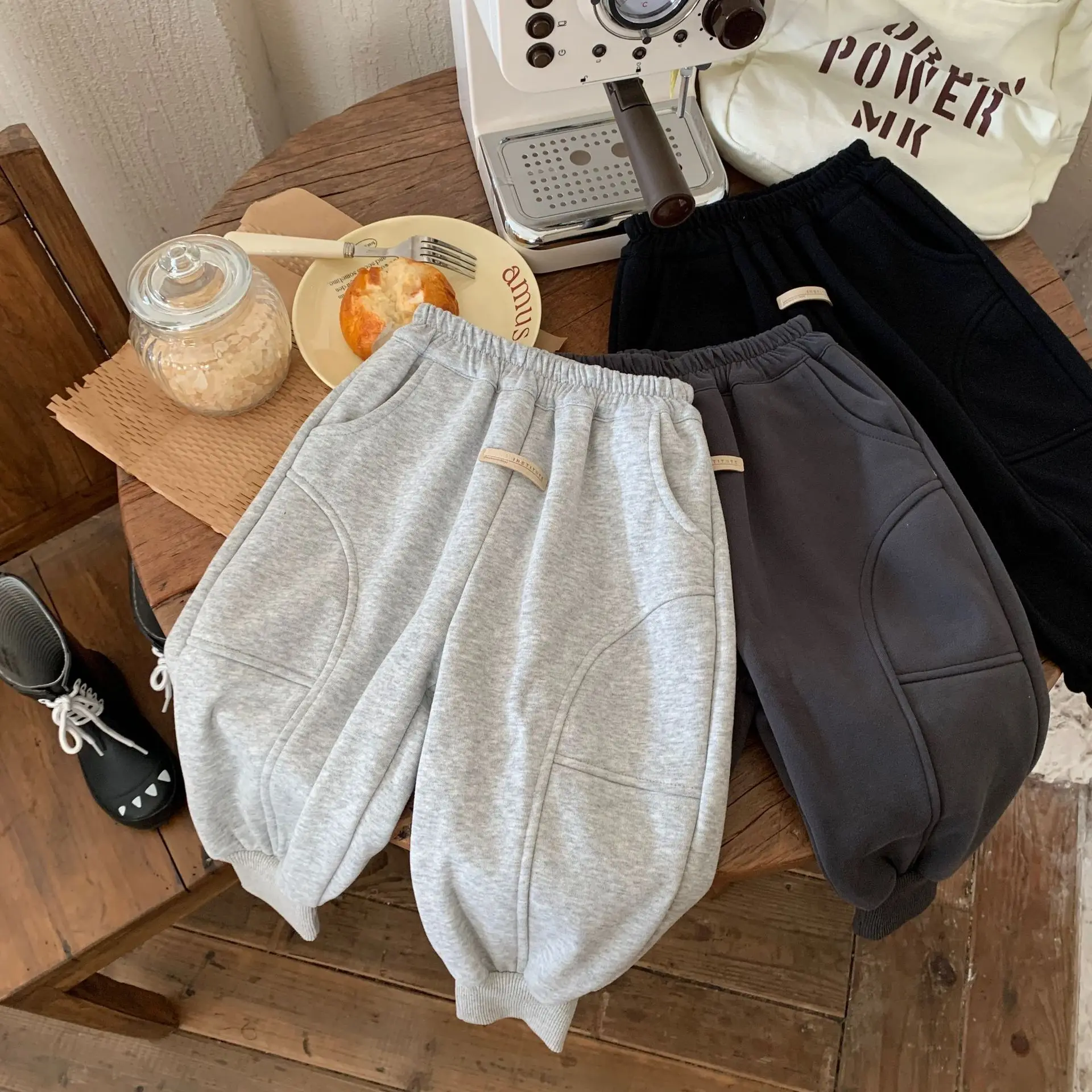 Winter Warm Baby Girls Boys Cotton Plain Fleece Lined Sweat…