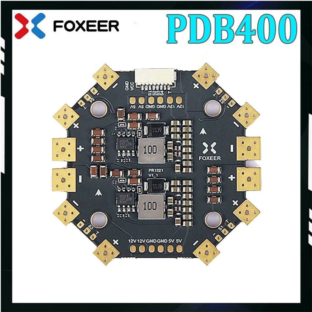 Foxeer PDB400 8S 400A PDB 듀얼 배터리 패드, RC 멀티로터 비행기 헬리콥터 FPV 장거리 Cinelifter DIY 부품용 12 개 허브