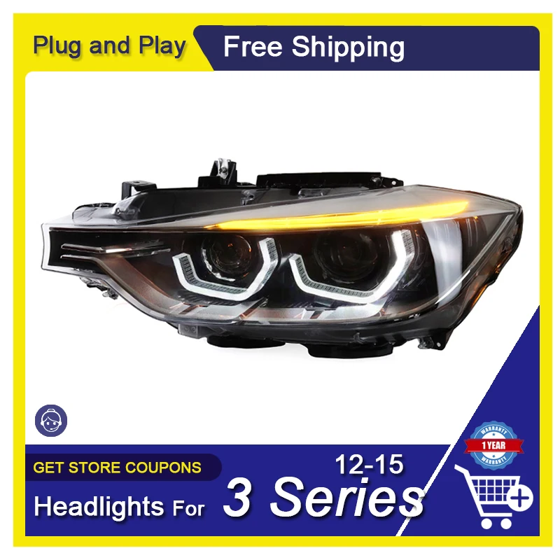 Car Styling For BMW 3 Series 2012-2015 320i 328i 335i Headlights LED DRL Dynamic Turn Signal Lens Fog Lamp Headlamp Assembly