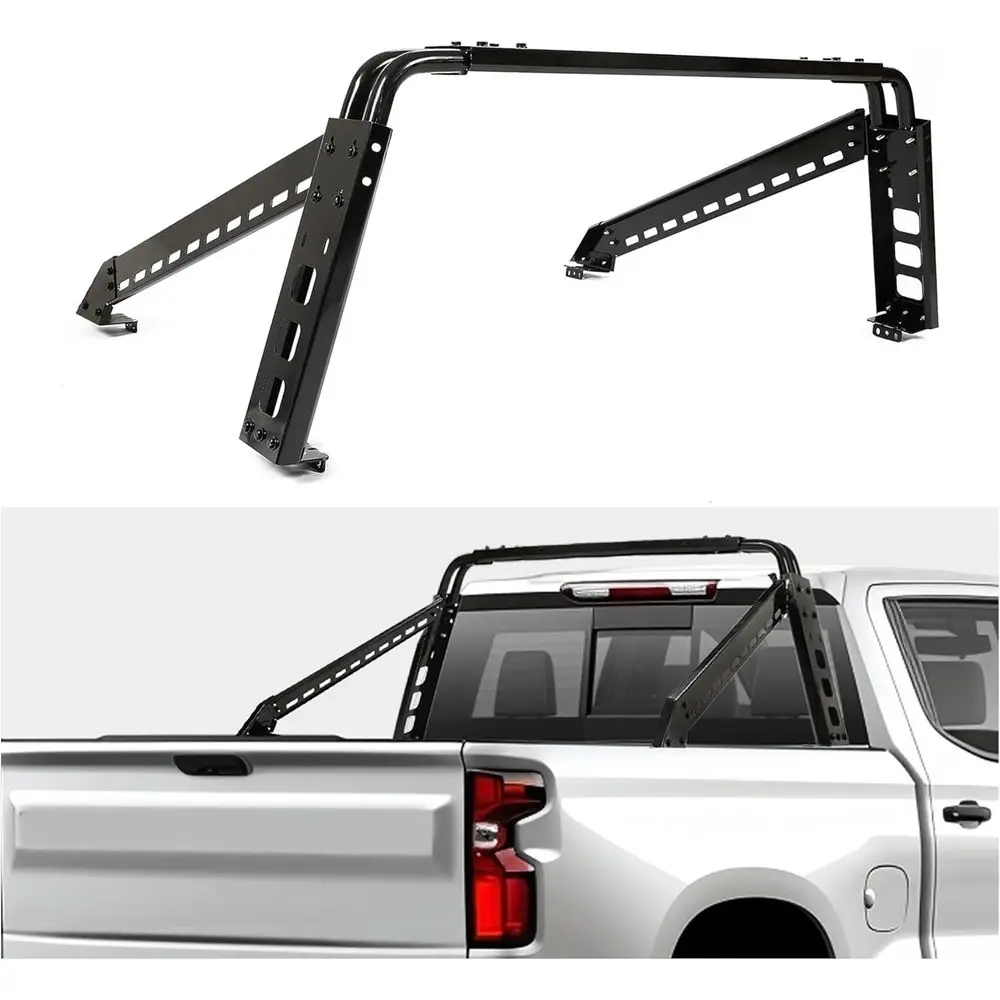 

Adjustable Roll Bar Compatible with Silverado/Ram/F150 Full Size Trucks Sports Bar Cargo Rack Grille Guard Roll Cage Black