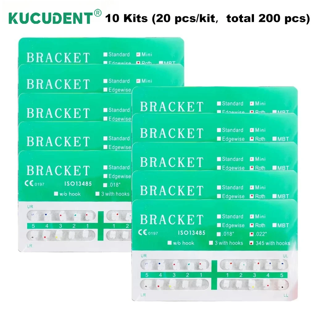 200 Stück/Packung Zahnärztliche Kieferorthopädische Keramikbrackets Mini Roth/MBT 022/018 345 Haken Zahnmedizin Ortho-Materialien Kieferorthopädie