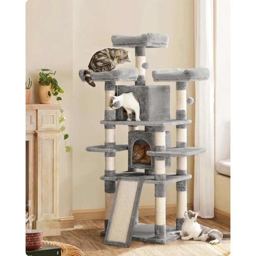 Scratcher With a House of Cats With Cozy Perches Folding Christmas Tree for Cats Toys Light Gray UPCT18W Stable Claw Sharpener