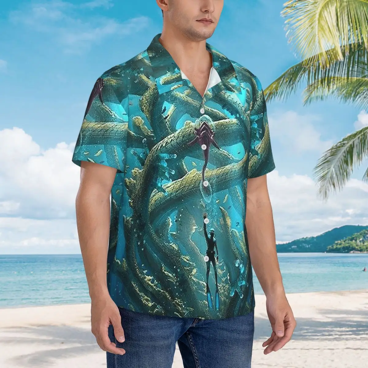 

Game Subnautica Below Zero Hawaiian Shirts Casual Men Short Sleeve Shirt for Summer Beach Men's Lapel Tops