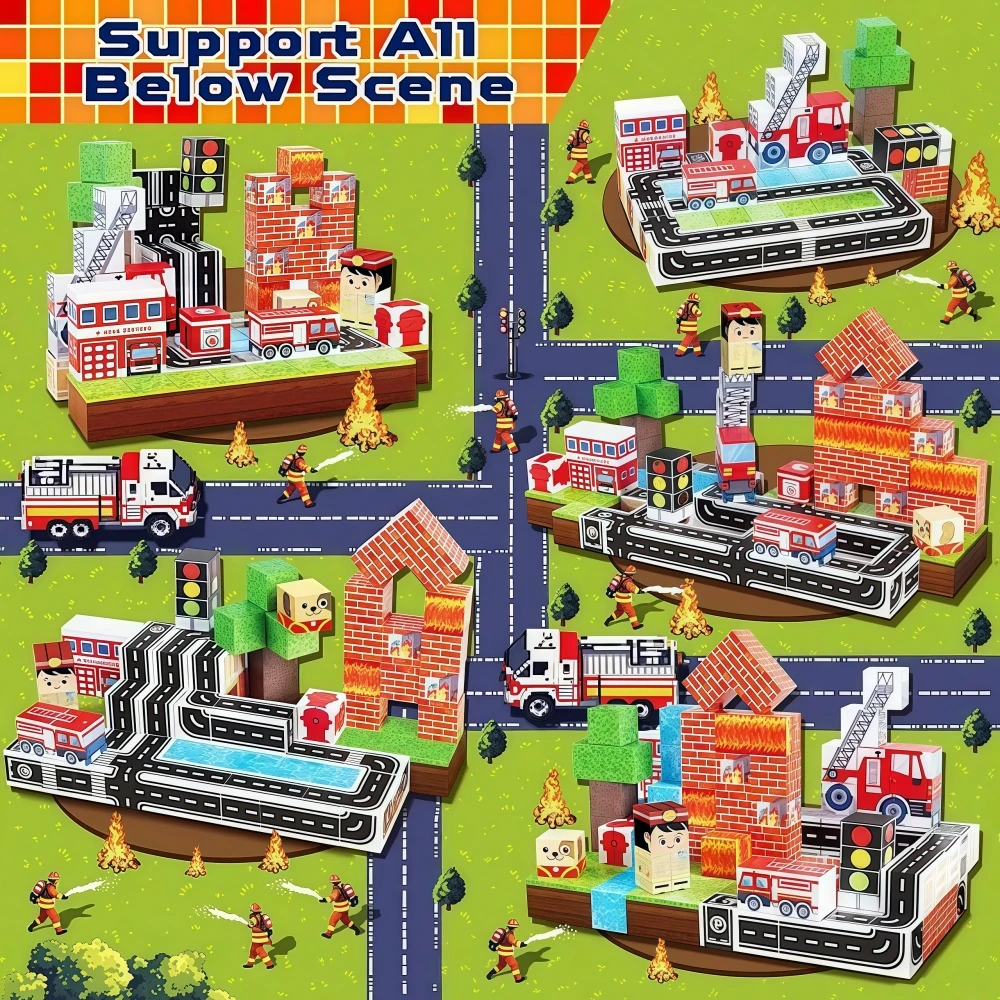 City Life Magnetic Tiles 100Pcs Free Assembly Shopping Theme 3D Creative Models STEM Gift Holiday Present Premium Box