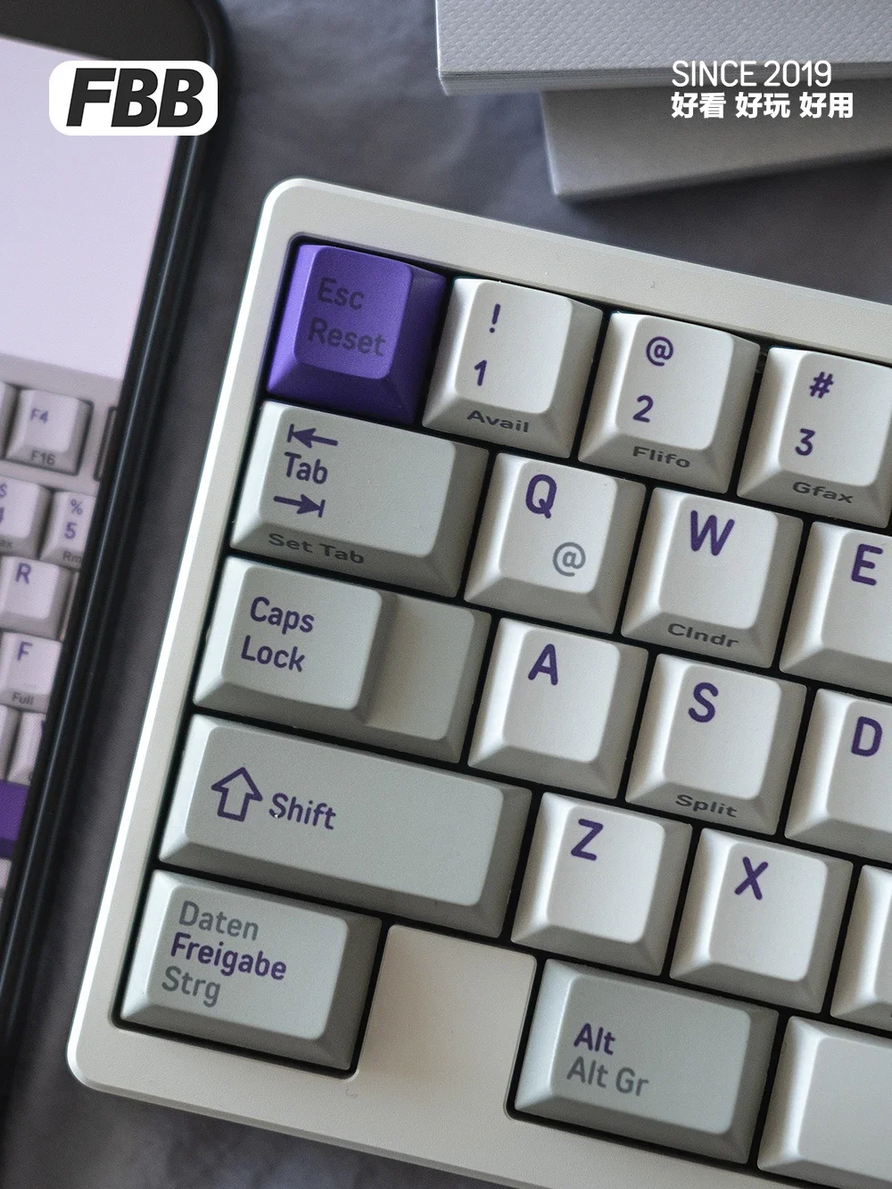 FBB-Retro Roxo Teclado Mecânico Keycaps Set, Sublimação Térmica PBT Keycap, Acessórios Personalizados PC Gamer, Presentes de Escritório