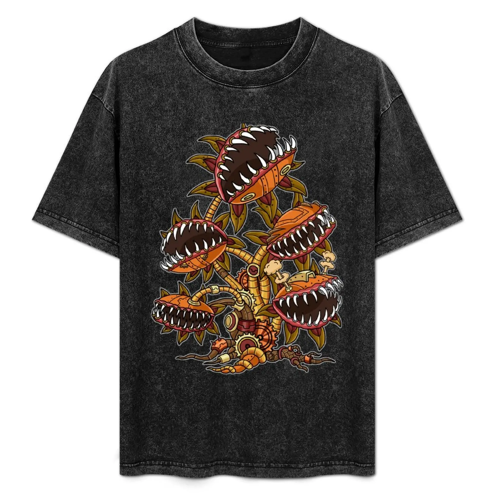 

Steampunk Shirt Men Victorian Carnivorous Plant Venus Fly Trap T-Shirt Casual Lightweight Short Sleeve Top