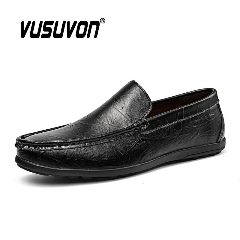 Men Loafers Shoes Split Leather Fashion Dress Classic Wedding Causal Business Footwear For Party Big Size 38-47