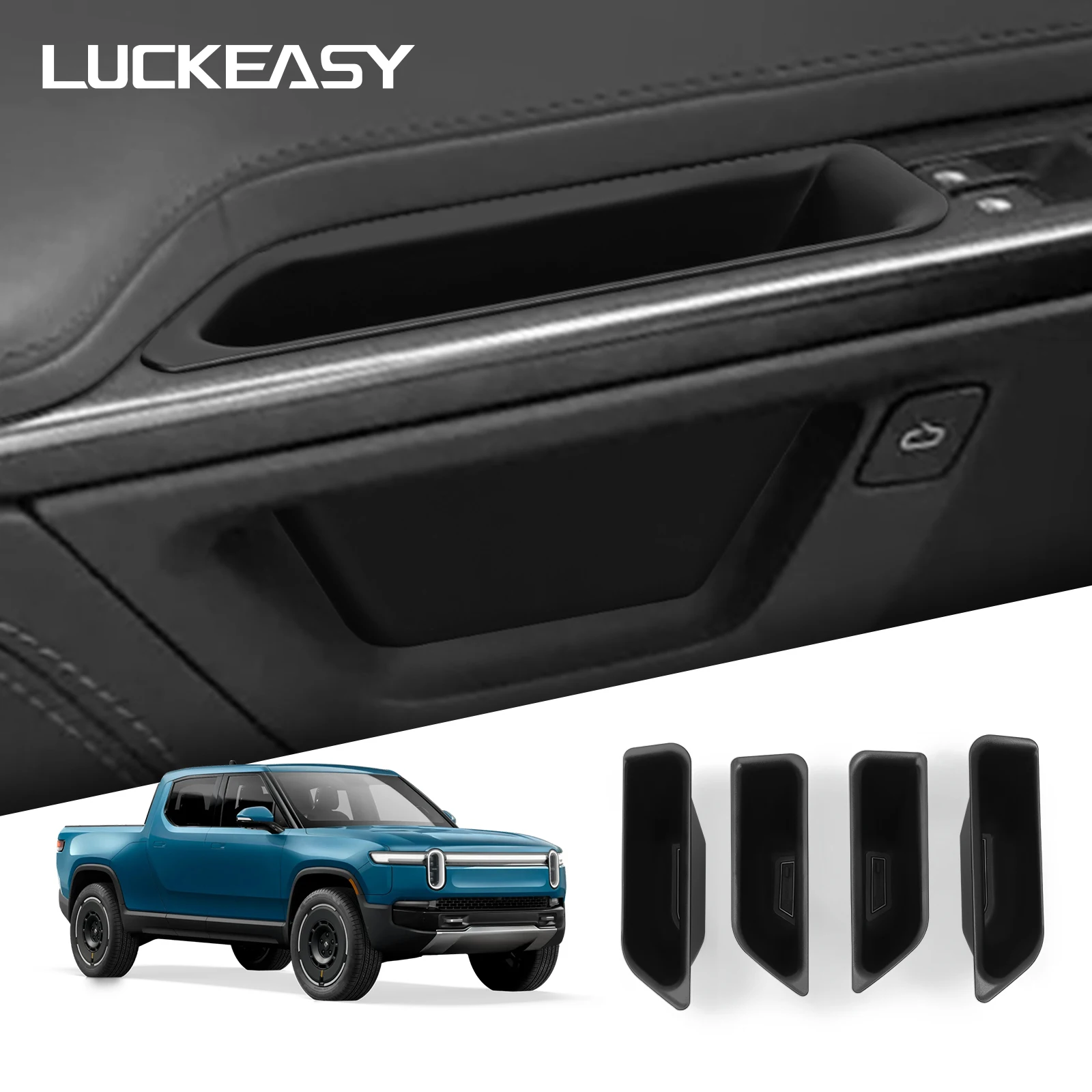 

for RIVIAN R1S R1T 2025 Car Door Handle Storage Box Car Interior Accessories ABS Front Rear Door Storage Organizer Tray