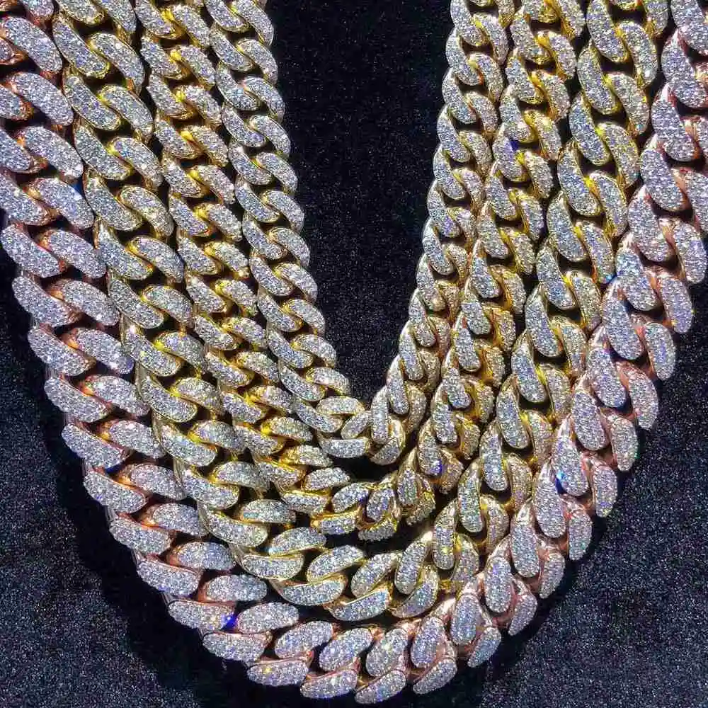 

Роскошные ювелирные изделия из серебра 925 пробы с зубцами Vvs Moissanie Diamond Ice Out Miami Cuban Link ожерелье мужские