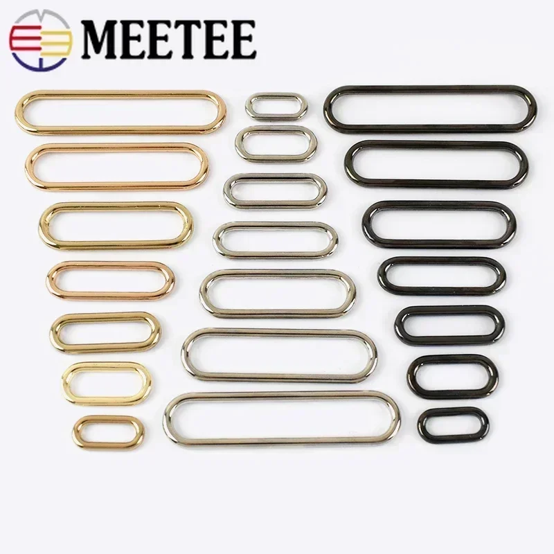 10Pcs Meetee 15mm-60mm O Ring Seamless Oval Metal Buckles for Shoes Handbag Egg Button Hardware Luggage Accessories