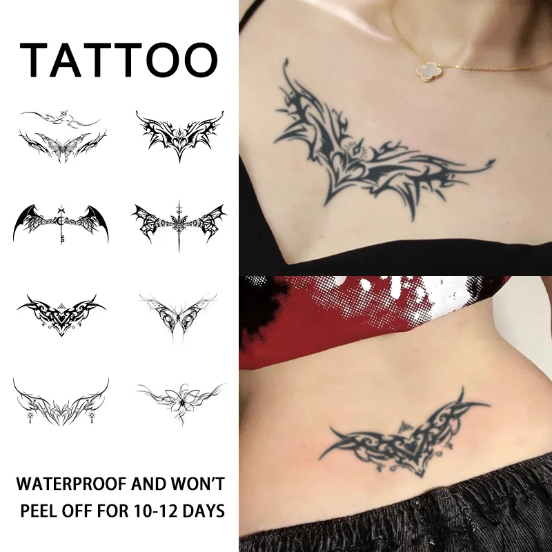 

Сексуальные темные временные татуировки-наклейки на травяной основе, долговечные, водонепроницаемые, на срок от одной до двух недель, для женщин, для рук, ног, груди