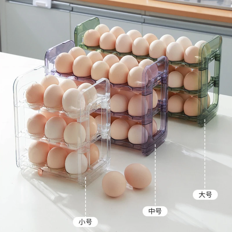 3 Layer 42 30 18 Kitchen Egg Storage Box Holder Plastic  Transport  Organizer for Fridge Refrigerator Container Portable