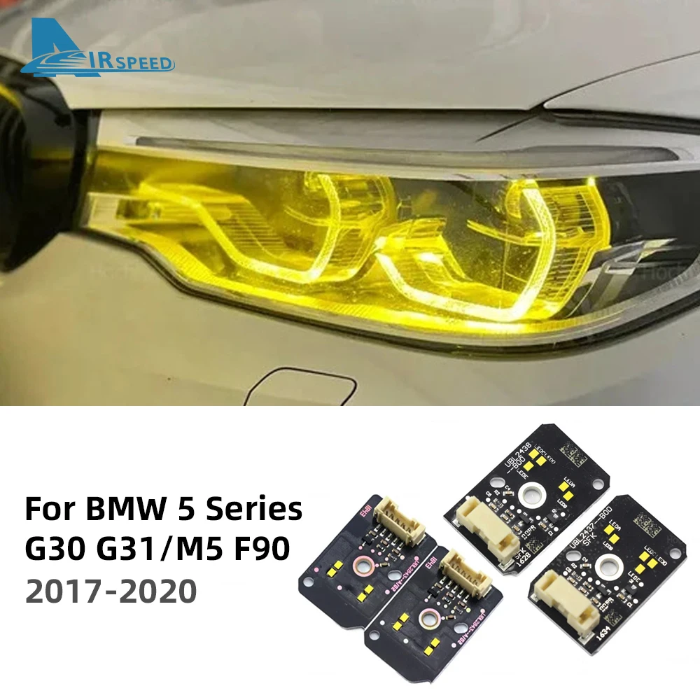 

Светодиодные панели DRL для BMW 5 серии G30 G31 F90 M5 2017-2020 гг. Адаптивные фары дневного света Angel Eyes Лимонно-желтый
