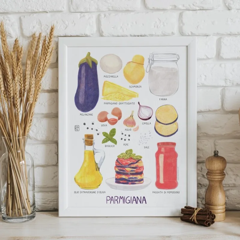 Póster de cocina de recetas Gourmet modernas, comida italiana, Pizza, postre, pintura en lienzo, arte de pared para cocina, cena, decoración del hogar