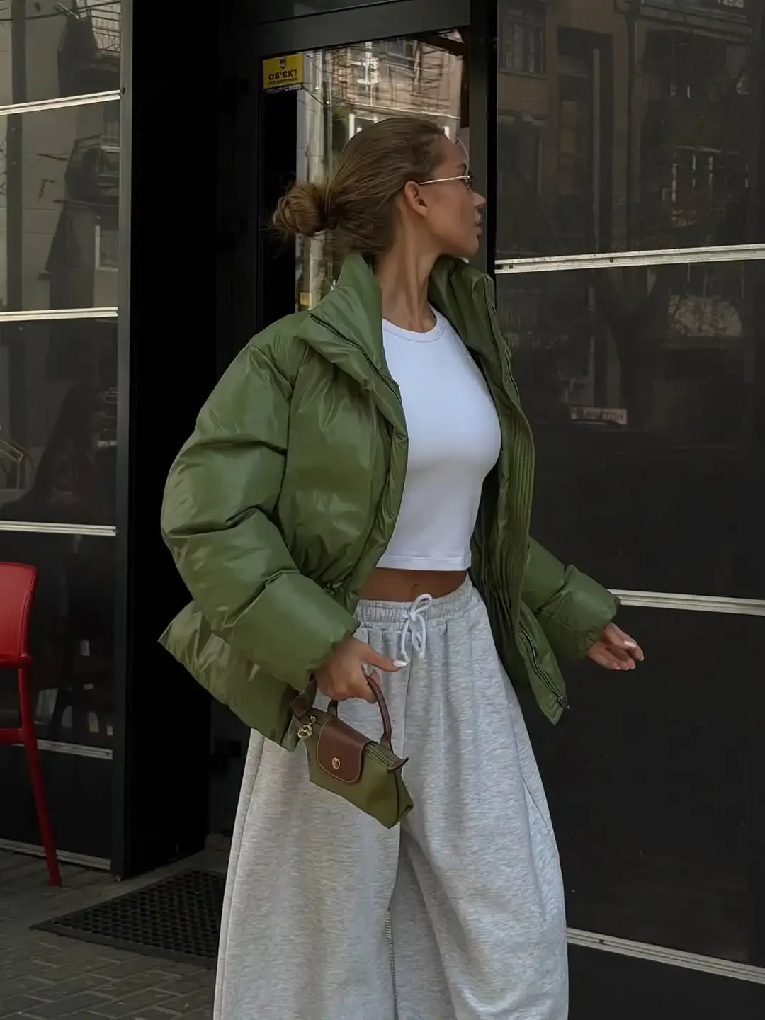 Women Solid Puffer Jacket High Stand Collar Elastic Cinched Waist Peplum Hem Zip Thick Padded Coat Warm Winter Daily Outerwear
