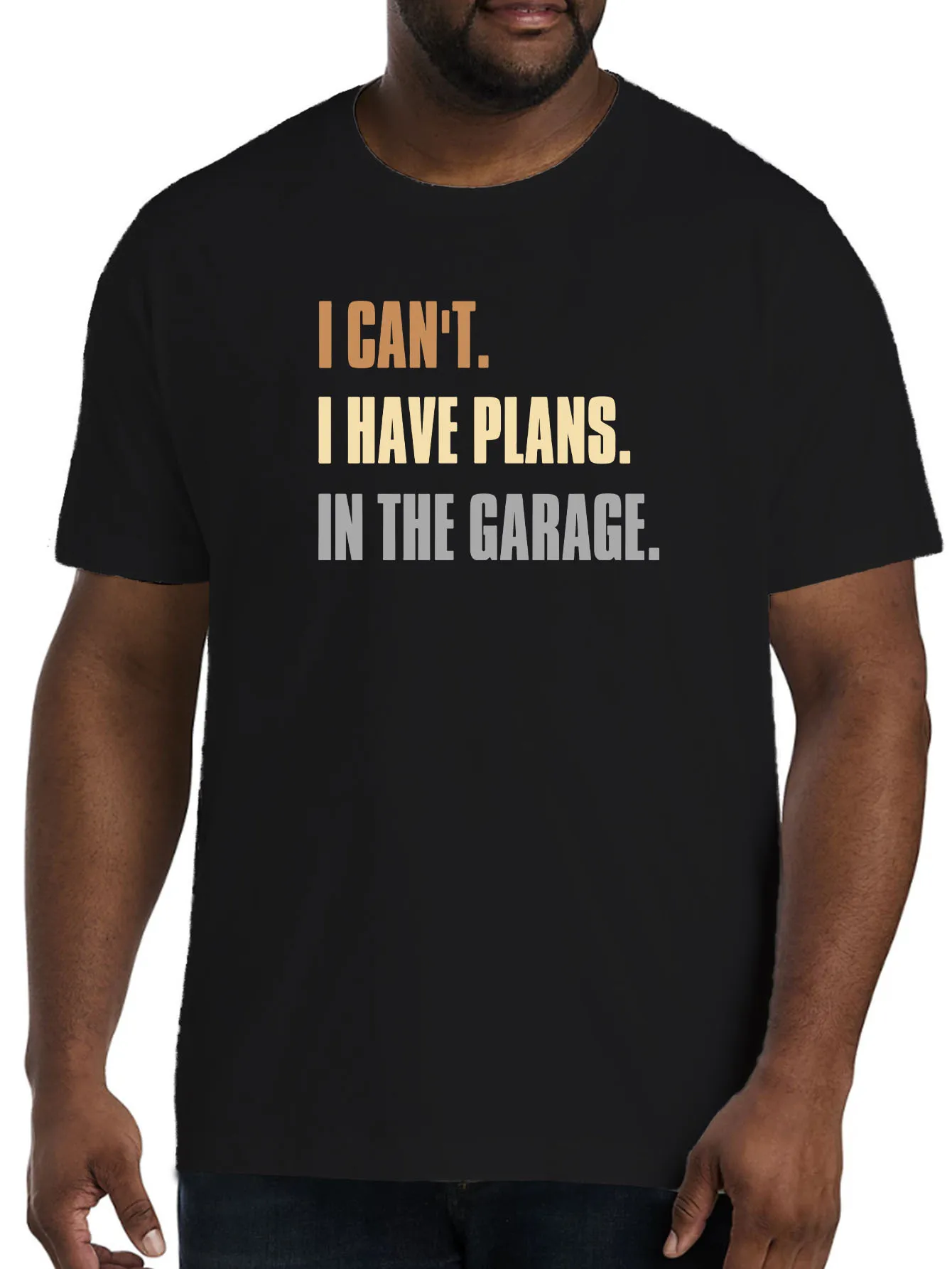 

I Can't I Have Plans In The Garage Print Crew Neck Short Sleeve Plus Size T-shirt Trendy Versatile Tee for Daily Wear Casual
