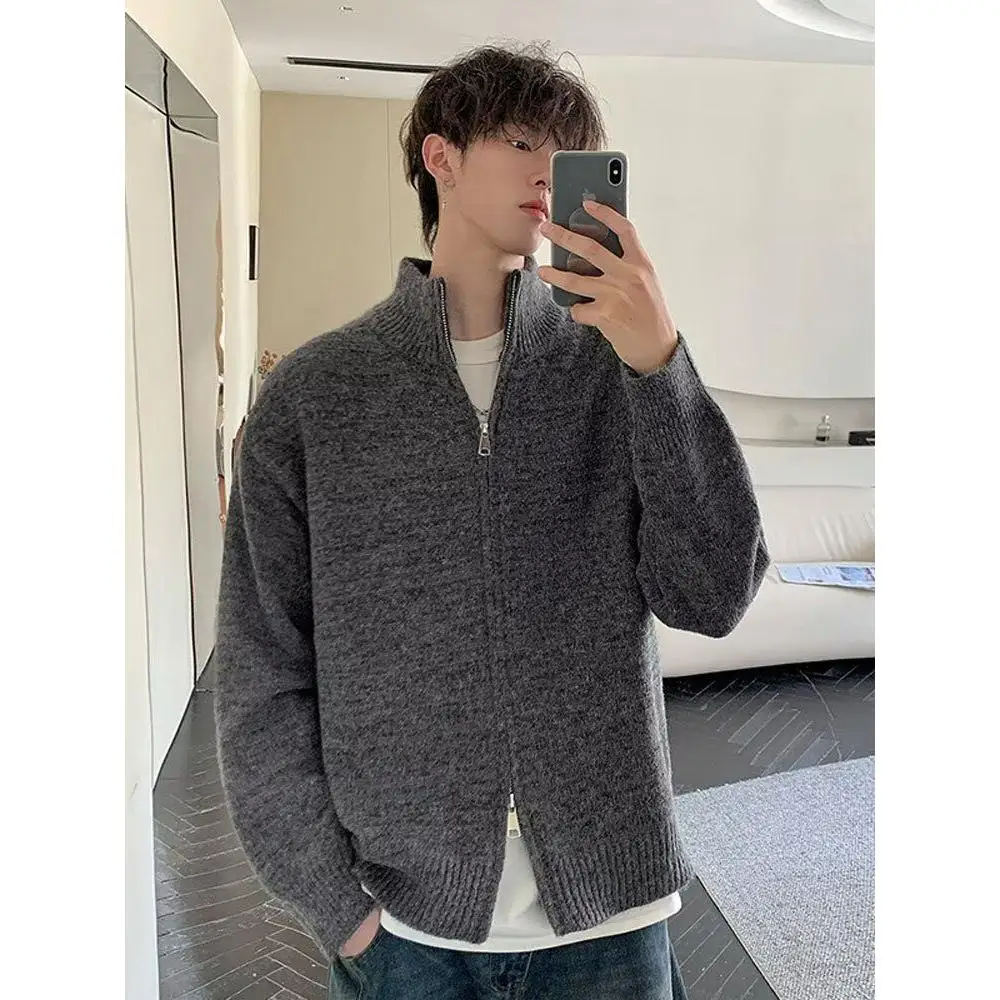 

Мужской открытый кардиган с воротником-стойкой, свитер, повседневные брюки, вязаная верхняя одежда, спортивный комплект, весенне-осенняя брендовая одежда Faion