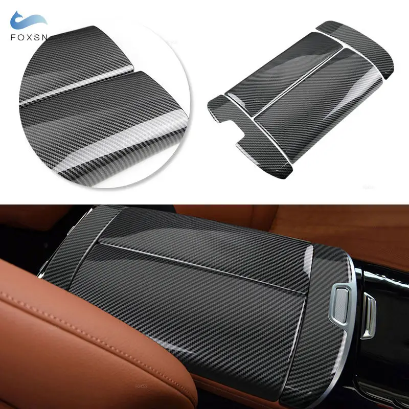 Car Interior Accessories For Mercedes Benz S Class W223 2021 ABS Carbon Fiber Texture Center Console Armrest Box Cover Trim