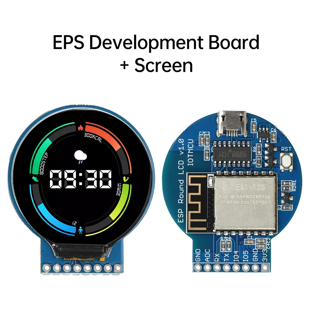 ESP8266 Development Board NodeMCU Expansion Board 1.28-inch GC9A01 240x240 Resolution Circular LCD Display Micro USB Interface