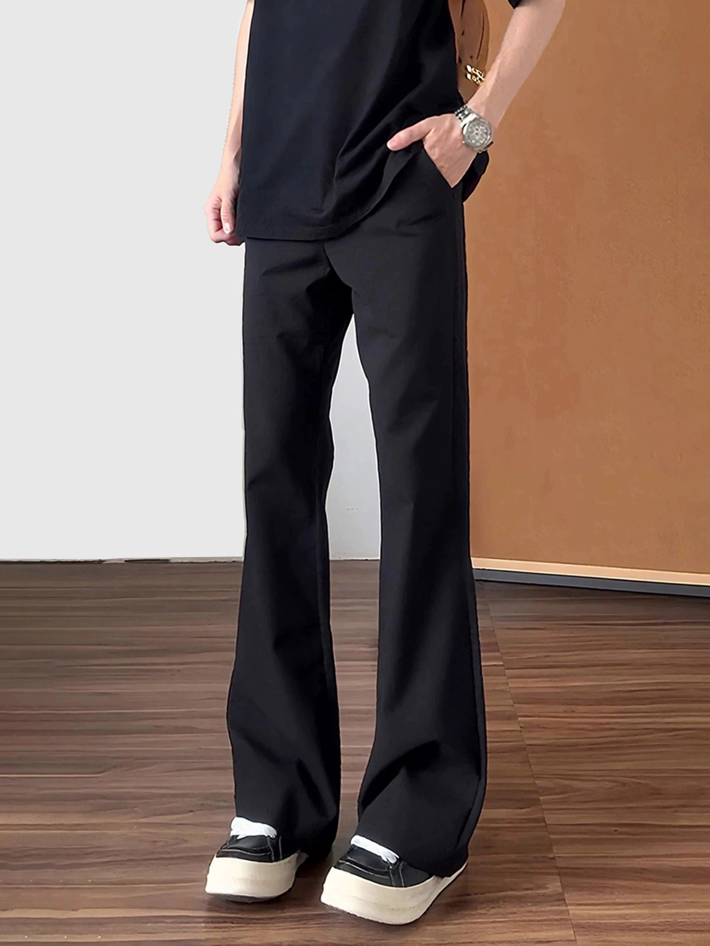 

Bla Slim Fit Ice Silk Men's Summer Pants Straight Leg Casual Trousers CleanFit Sle MidLow Waist Zipper Closure OfficeToSt...