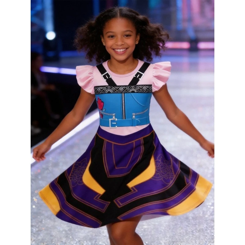 Girls Cosplay Costume Stage Performance Dress Children's Party Costumes 2Pcs Girls Movie Role-playing Costume Outfits