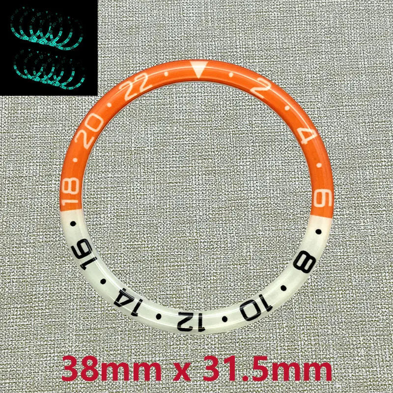 38mmx31.5mm Blue Luminous Flat Resin Bezel Insert Fits SKX007 SKX009 SRPD SUB Watch NH35 NH36 Movement Men's Watches Bezel Ring