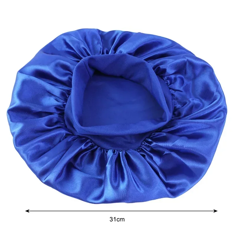 New Satin Wide Brim Nightcap Silky Bonnet Hair Wrap for Sleeping Sleep Cap with Elastic Soft Band Styling Cap Hair Wrapping Tool