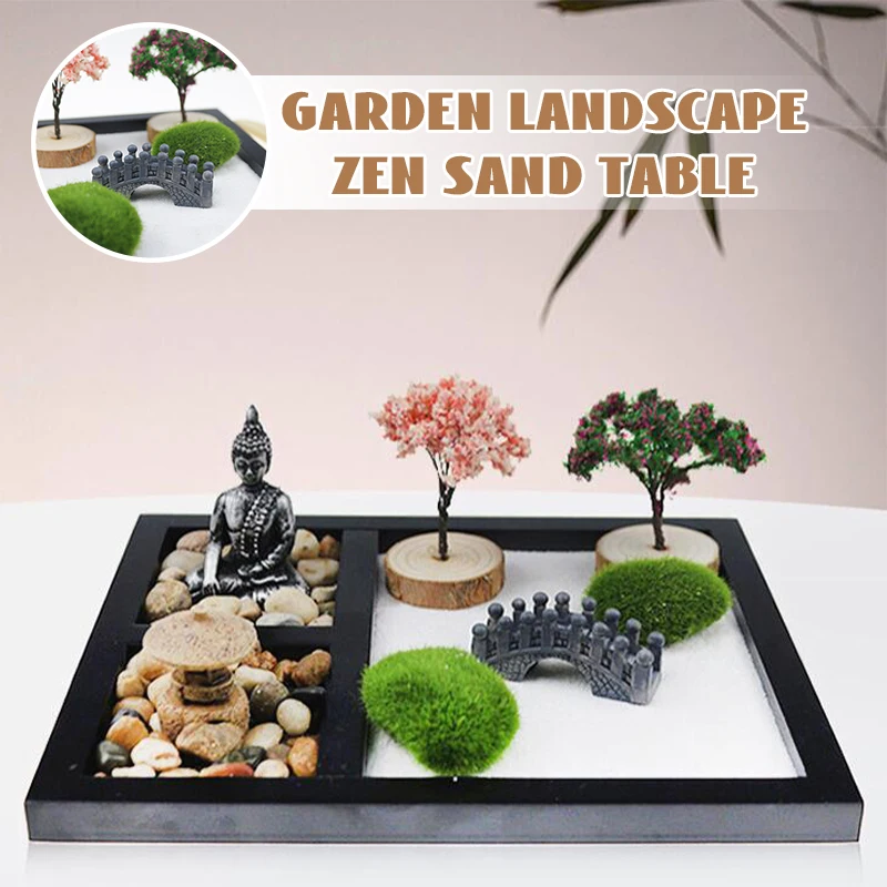 

Japanese Zen Garden Sand Table Miniature Buddha Crafts Home Decor Tabletop Home Crafts Statue Buddhist Decor Ornaments