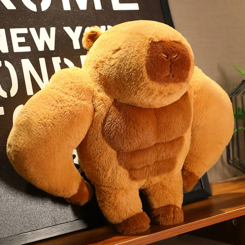 Poupée Capybara musclé marron, jouet en Peluche, Animal aquatique puissant, oreiller en Peluche, cadeau