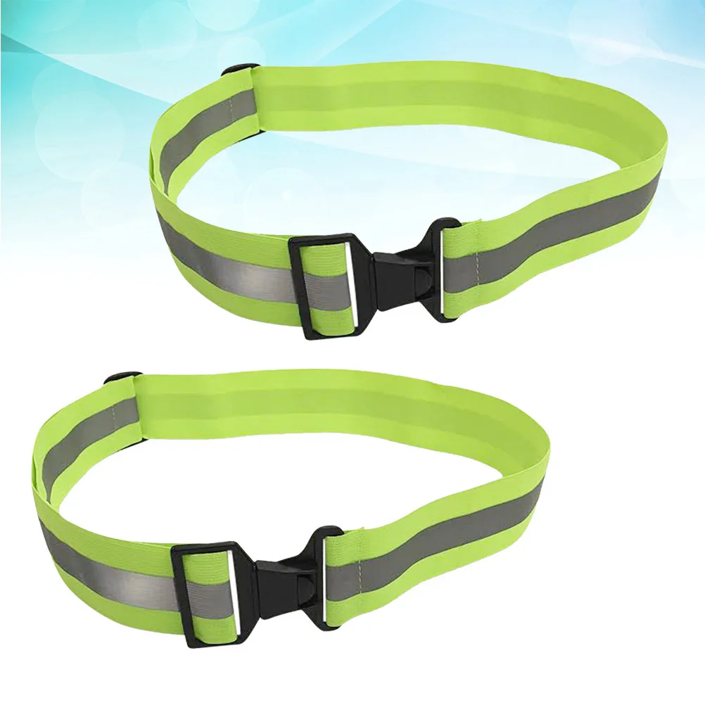 2Pcs Reflective Waist Belt Elastic Adjustable High Visibility Safety Band for Running Cycling Walking Night Outdoor Use