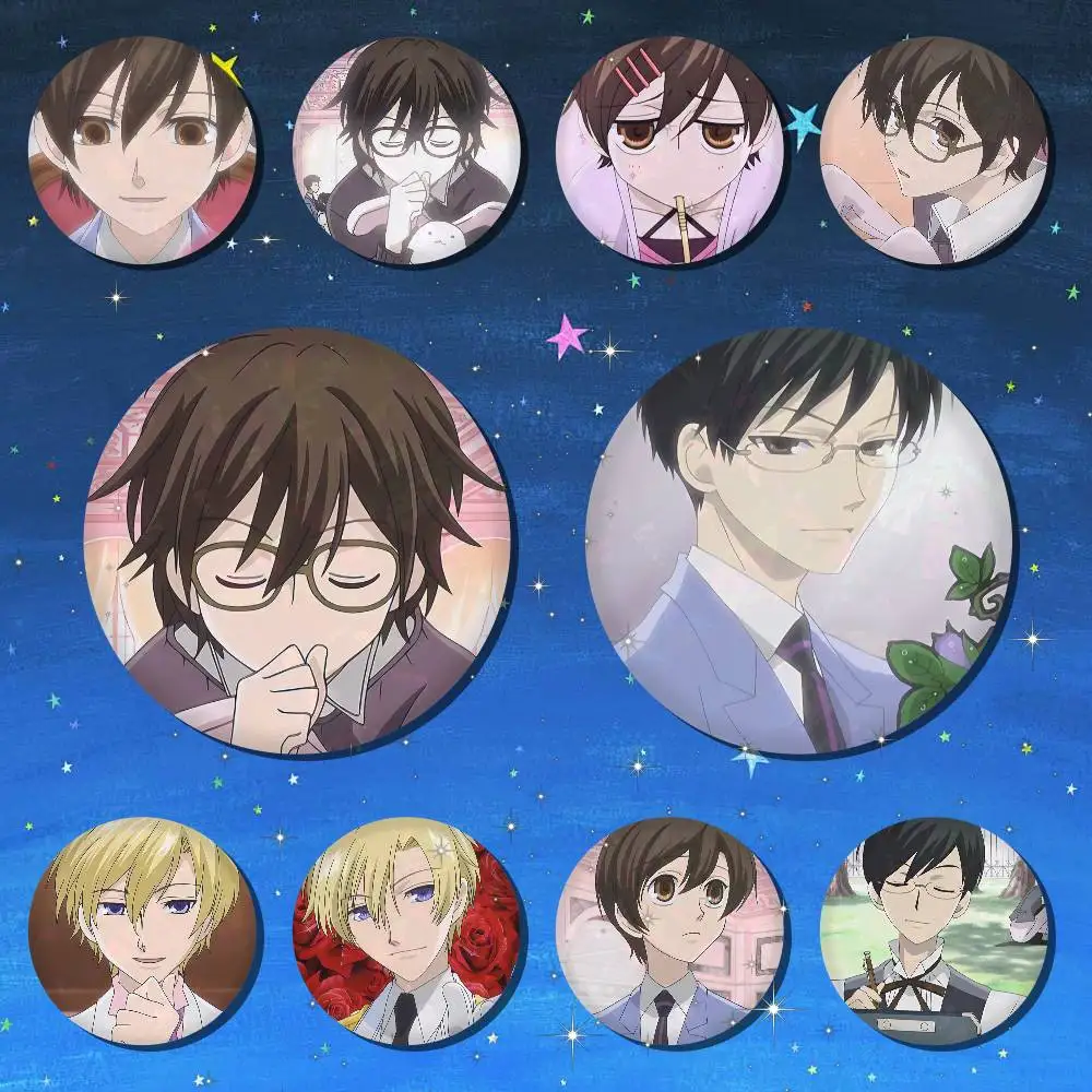 A-Ouran High School Host Club Badge On Backpack Accessories Manga Icons Pins Round Cartoon Brooches For Clothes Bag Decor Gifts