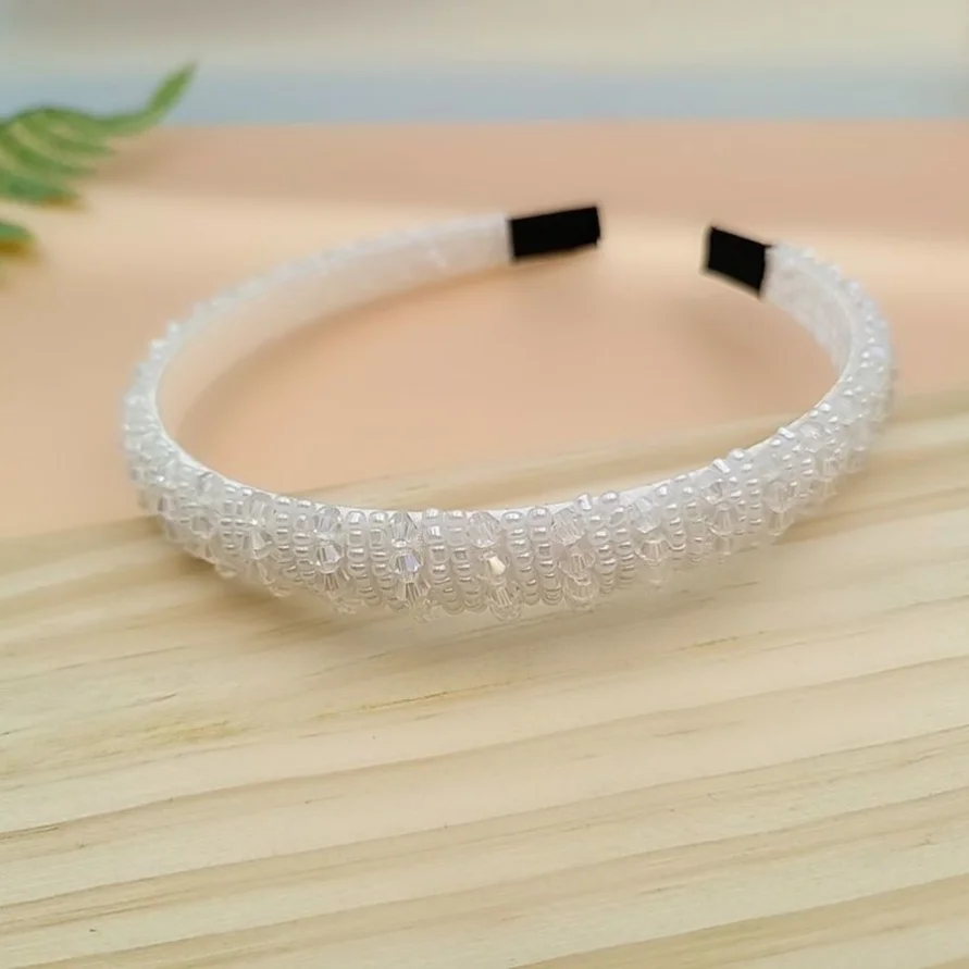 Kristallperlen-Haarreif für Damen, Handgefertigtes Strass-Haarband, Modisches Haarband, Funkelnder Haarreif, Haaraccessoires für den Alltag und Partys – Detail 8