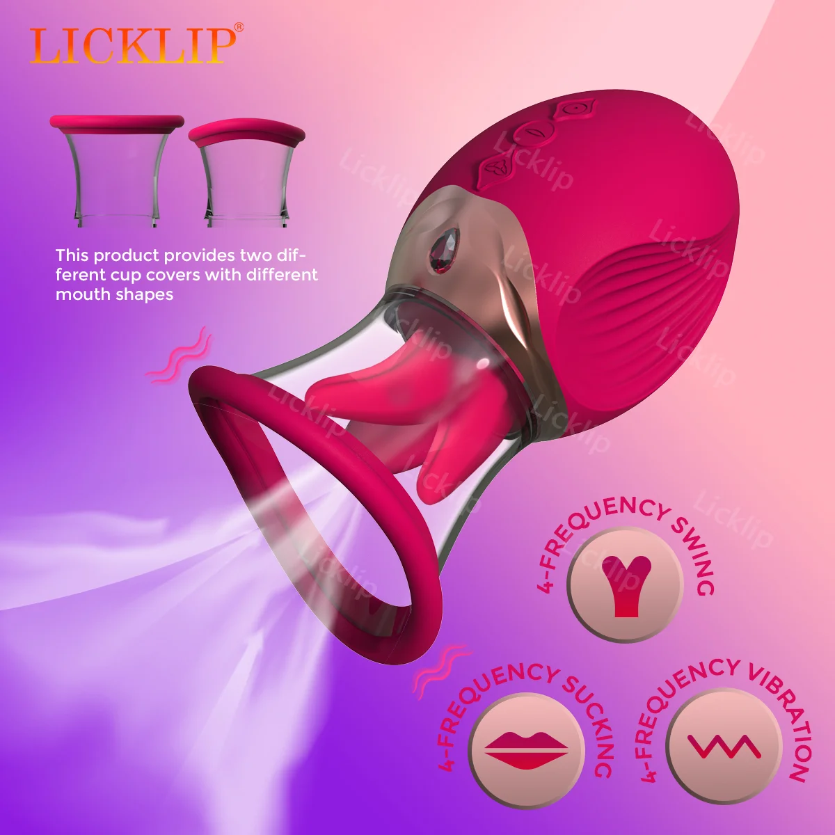 LICKLIP Vacuum Sucking Tongue Licking Vibrator Cup Nipple Massager Clitoris Stimulator Rose Sex Toys for Women masturbation 18+