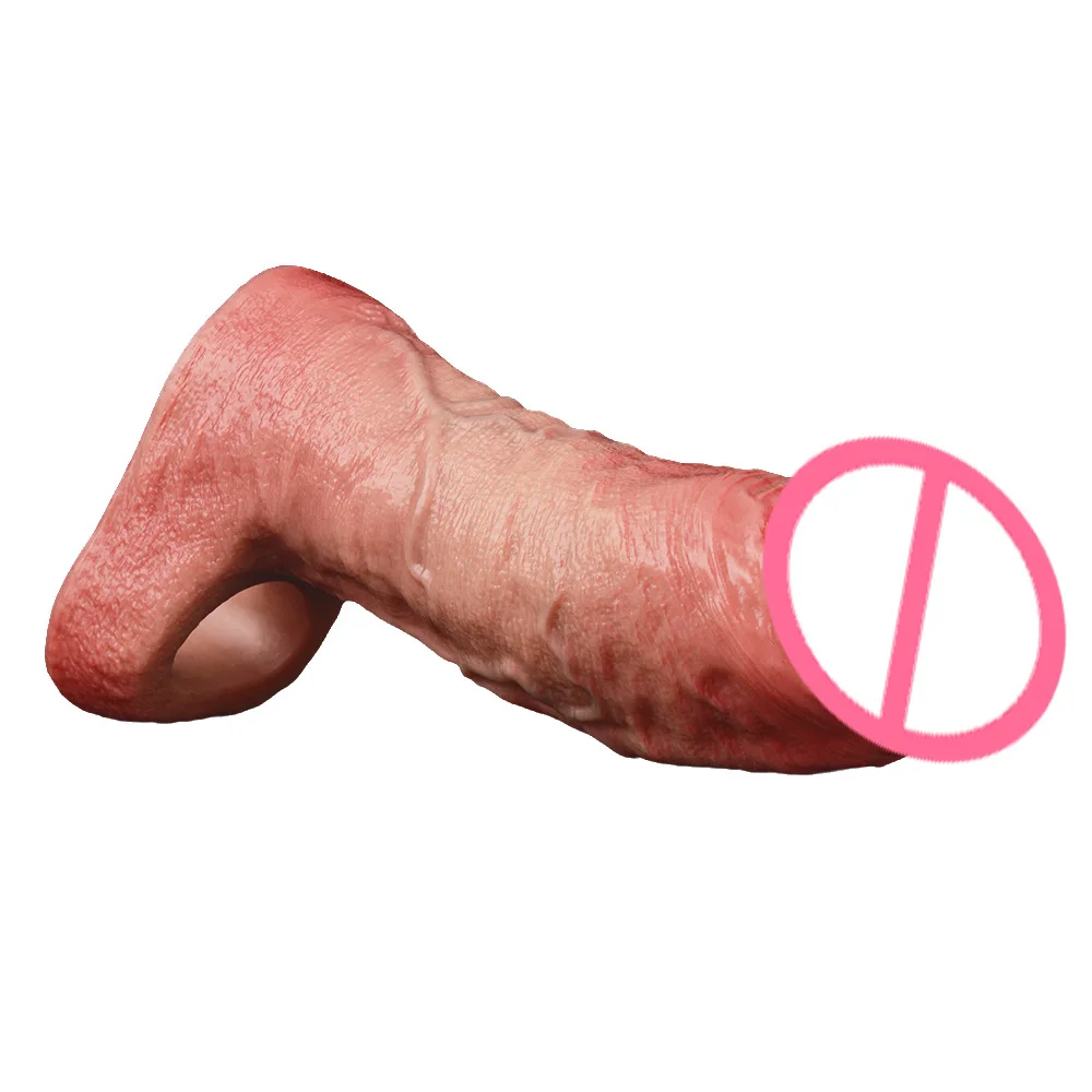 S,M,L Size Open-Ended Penis Enlargement Liquid Silicone Sleeve, Delay Ejaculating With Anti-Off Ring Cock Enlarger For Couples