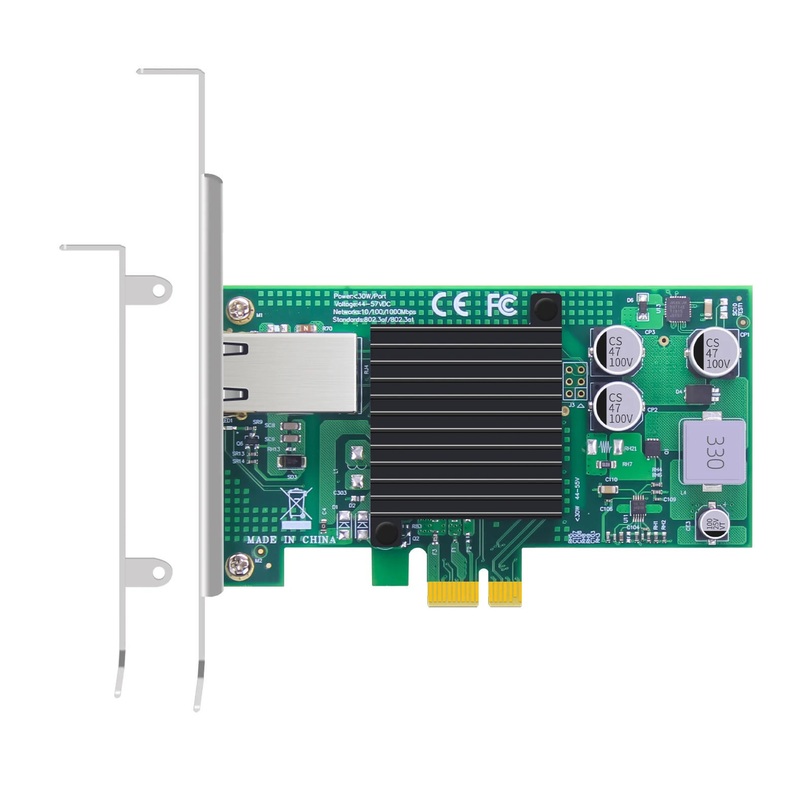 

PoE+ Network Card with AVB/TSN Function, Gigabit Ethernet RJ45 LAN Port, PCIE 2.1 X1 Interface