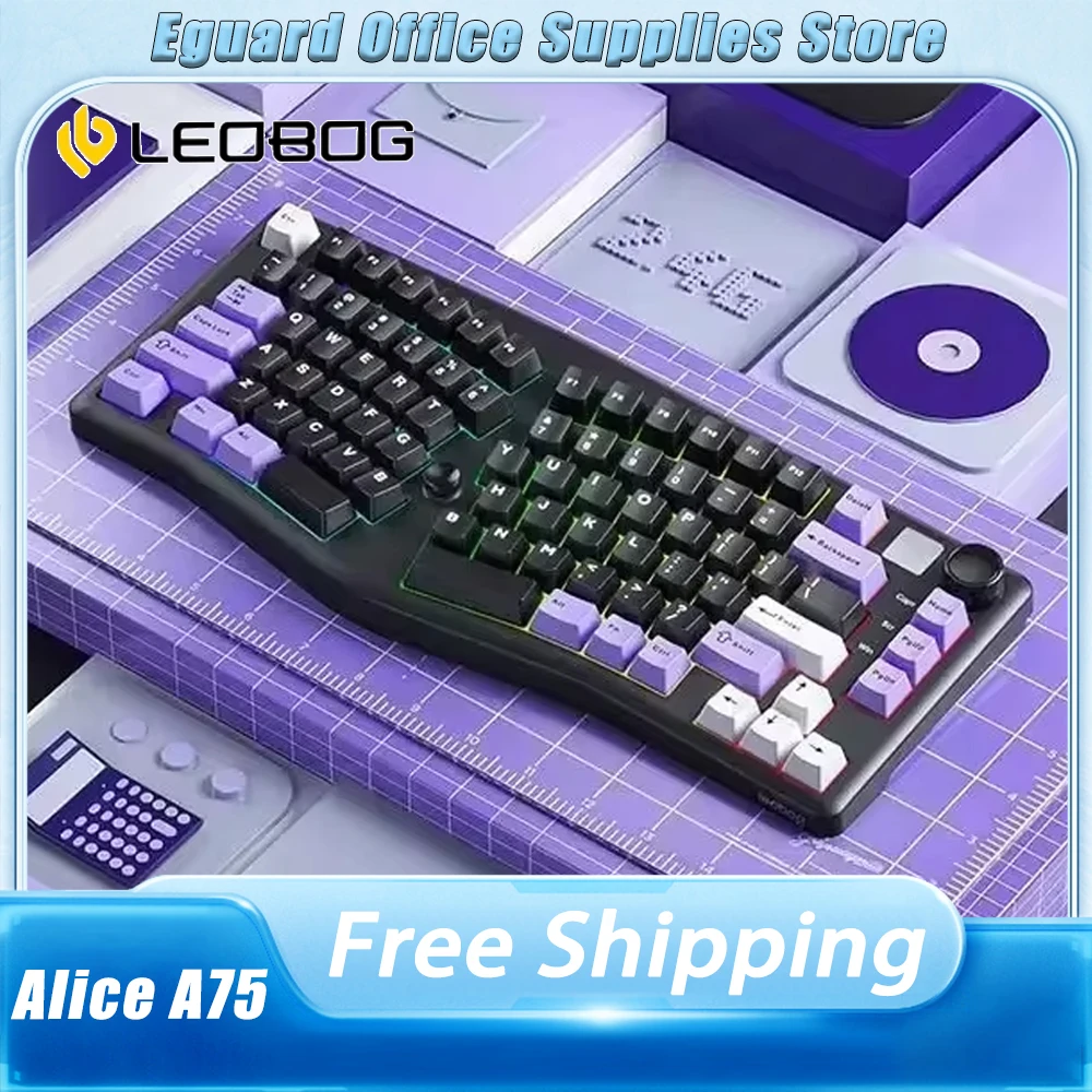 

Leobog Alice A75 Mechanical Keyboard 3 Mode 2.4G Bluetooth RGB Wireless Keyboard Ergonomics PBT Hot swap PC Gamer Keyboard Gifts