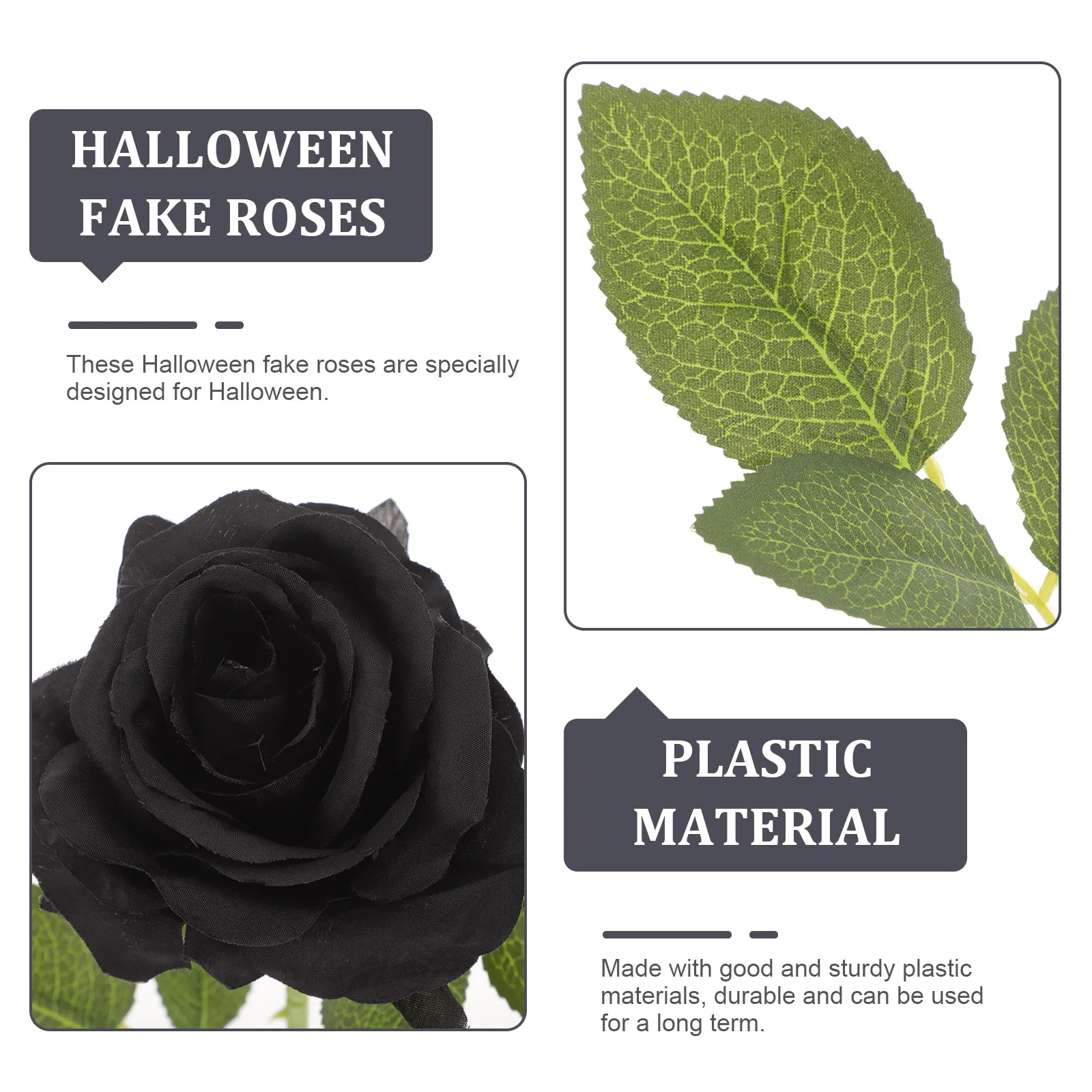 

10 Pcs Bouquet of Silk Black Roses Artificial Flowers Indoor Flash for Decoration Faux
