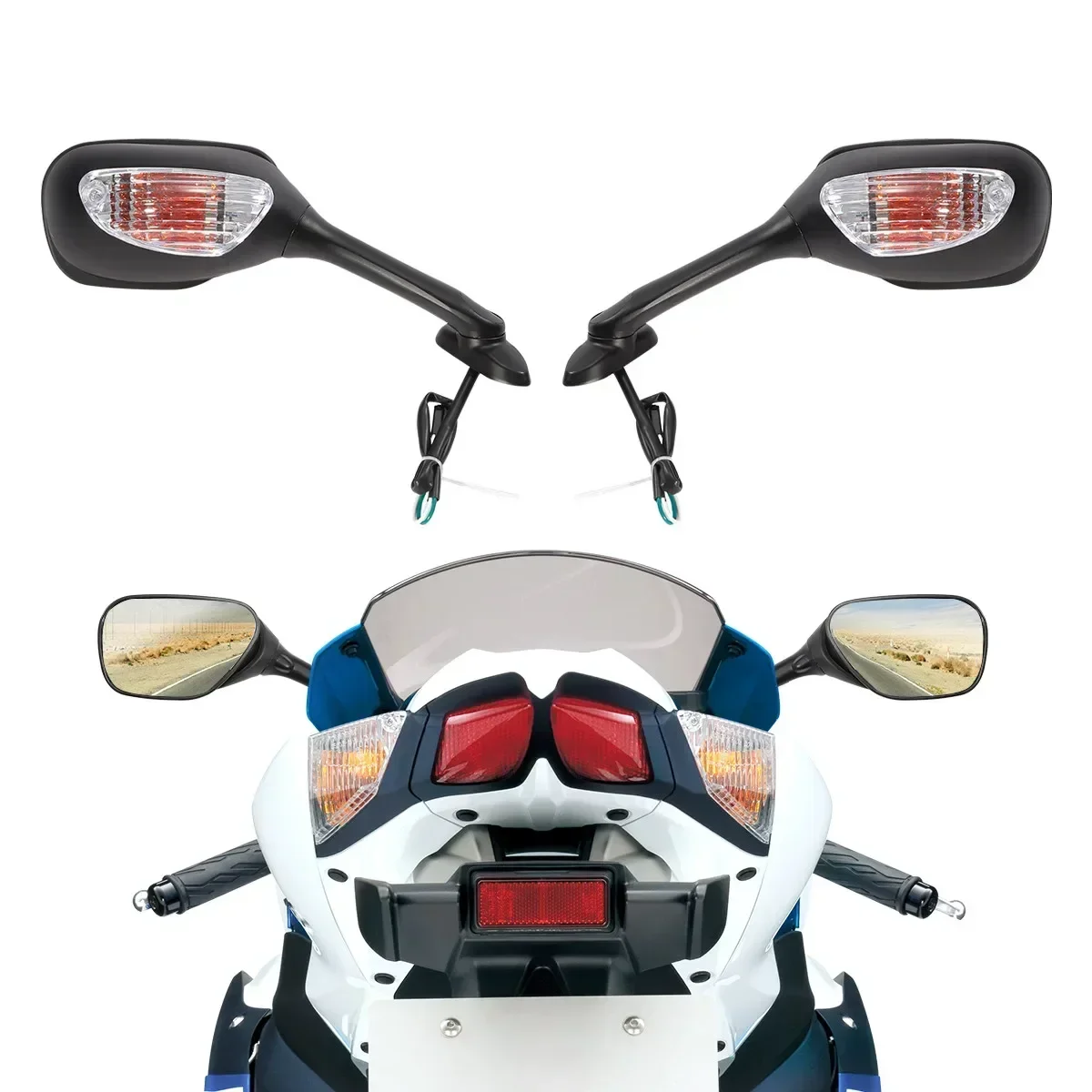 For Suzuki GSXR 600 GSX-R 750 2006-2021 GSXR 1000 2005-2015 K6 K7 K8 Rear View Turn Signal Motorbike Acsessories Mirrors