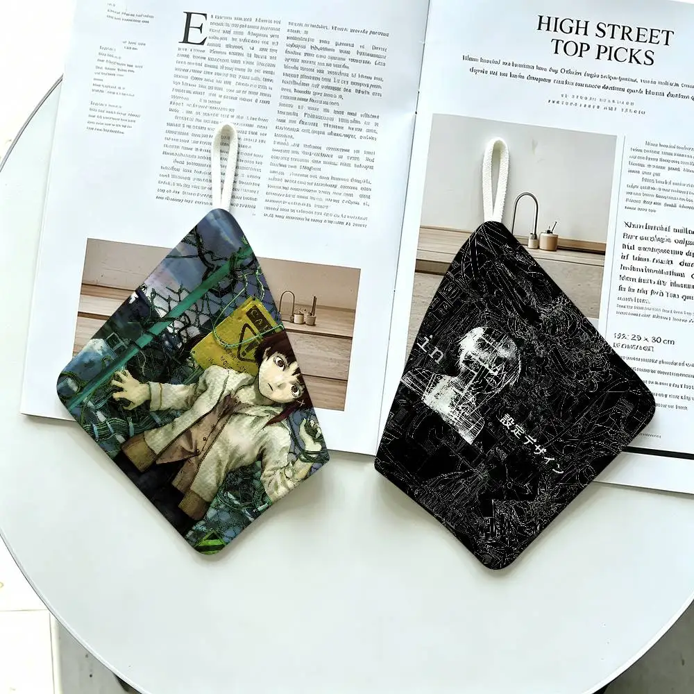 Serial Experiments Lain Thickened Polyester Cotton Hanging Towel, High Absorbent Hand Wiping Towel for Indoor Use