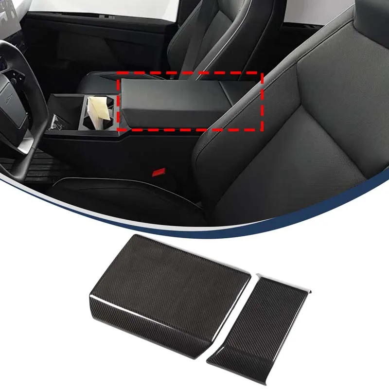 

For 2024-2025 Tesla Cybertruck Real Carbon Fiber Car Armrest Box Panel Frame Cover Trim Interior Car Accessories