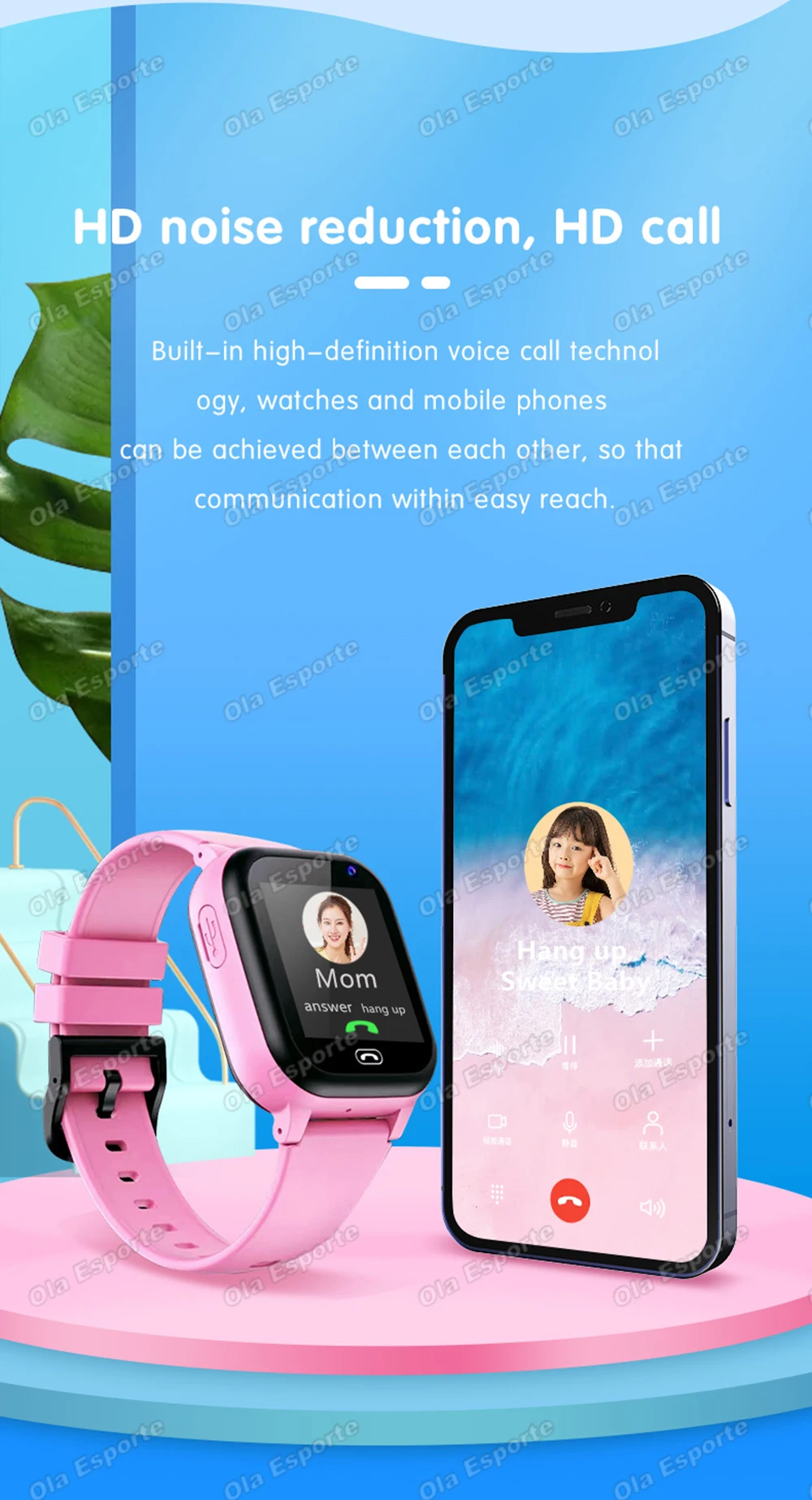 Children's Smartwatch Boy and Girl HD Call LED Flashlight SOS LBS Location Waterproof GPS Alarm Clock Step Count Smart Watch H10