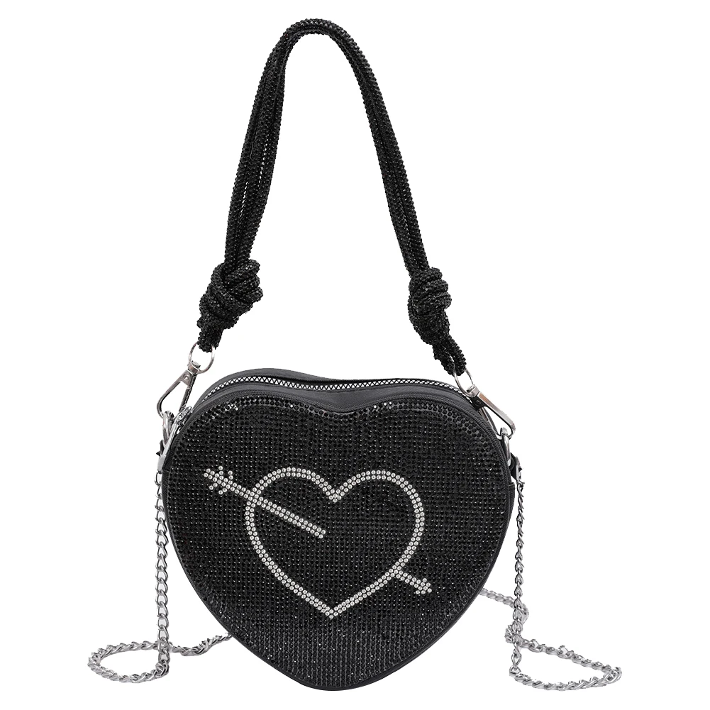 محفظة كتف للنساء على شكل قلب من جلد البولي يوريثان مع جيب داخلي وحقيبة كروس ومحفظة للعمل والسفر #4