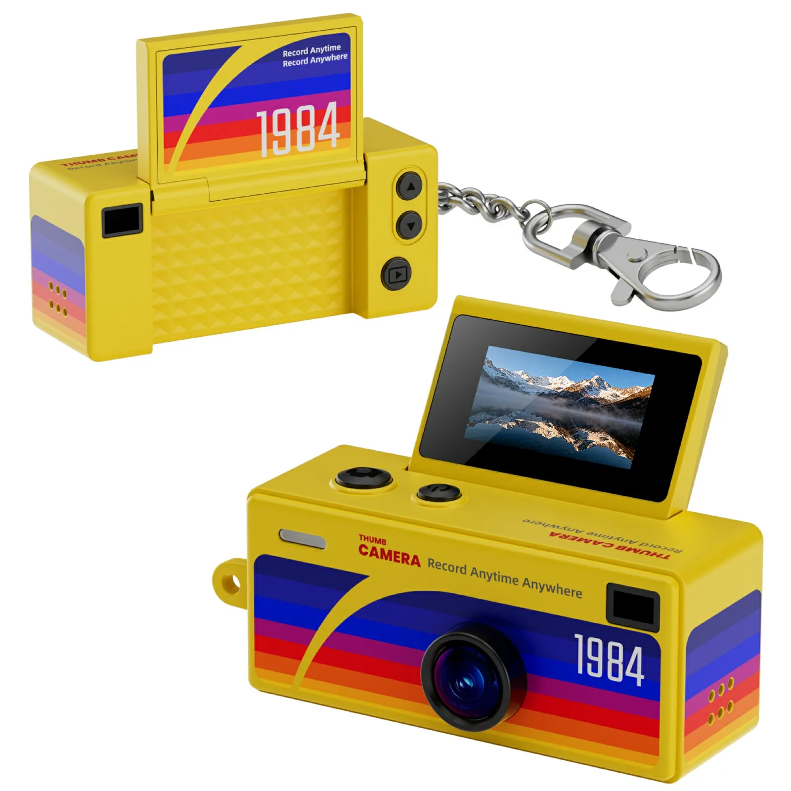 Retro Digitalkamera 0,96 Zoll Klappbildschirm CCD-Kamera Schlüsselanhänger-Kamera 1080P HD Daumenkamera Camcorder Videorekorder mit Blitz